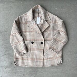 NWT Molly Bracken Women's Plaid Woven Coat Jacket Long Sleeve Size XS